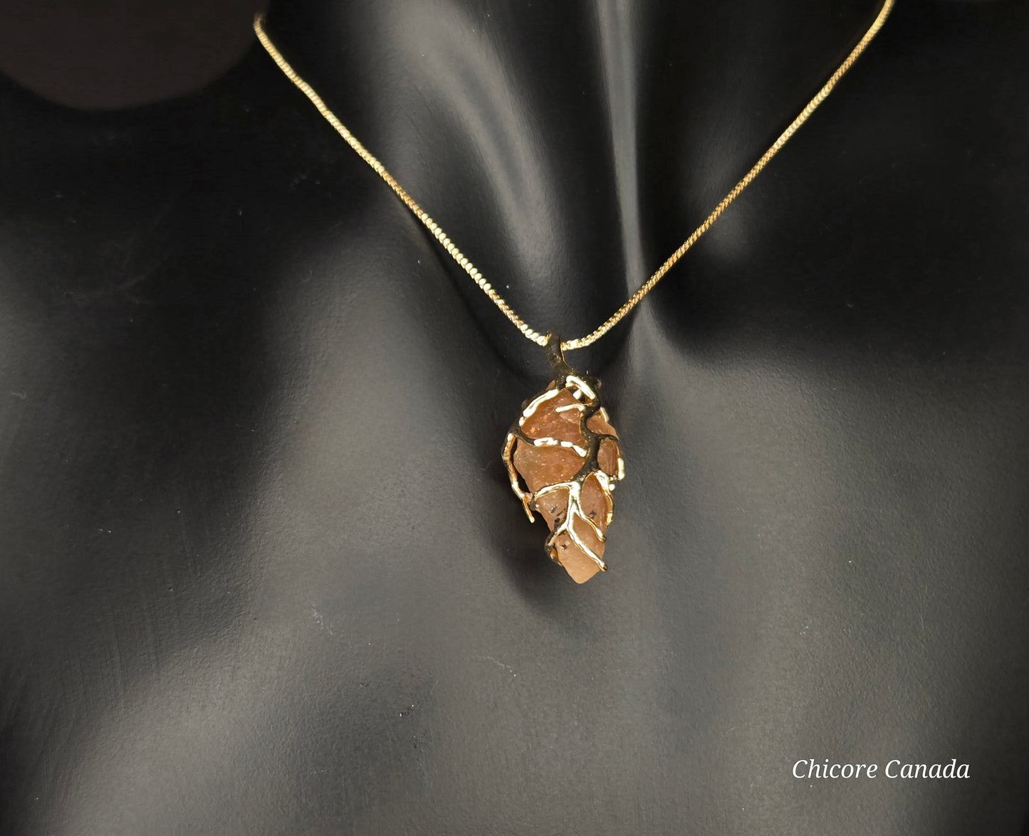 Radiant Glow: Handmade Sunstone Pendant