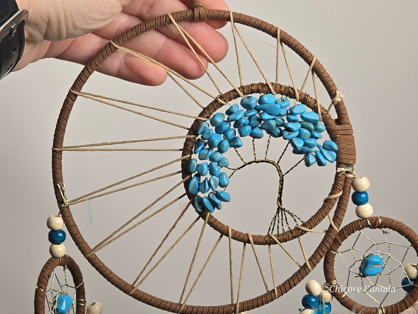 Boho Charm for Peaceful Nights - Handmade Dreamcatcher with Turquoise Stones