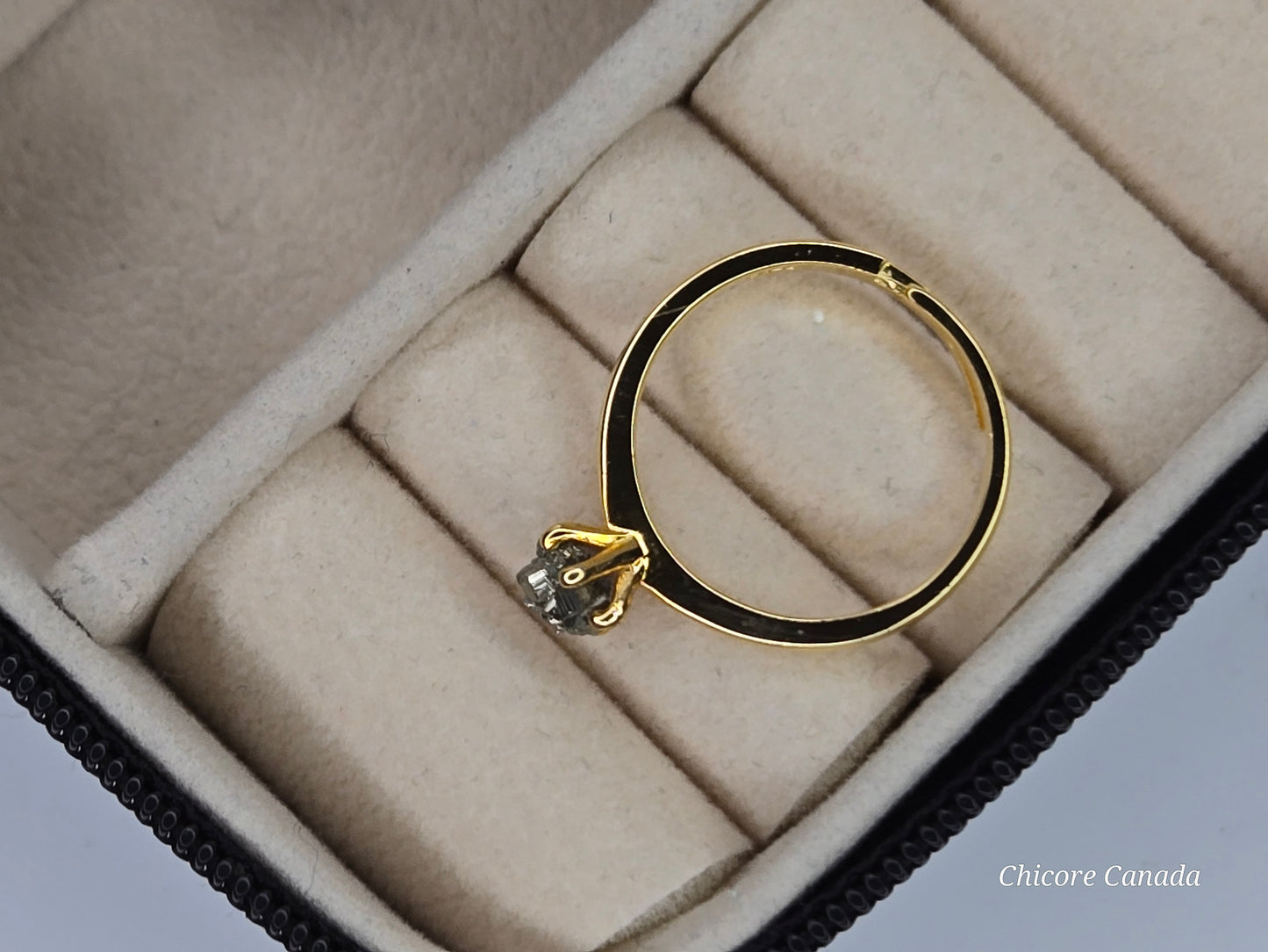 Bague ajustable en pyrite brute faite à la main en argent sterling 925 – Design luxueusement délicat