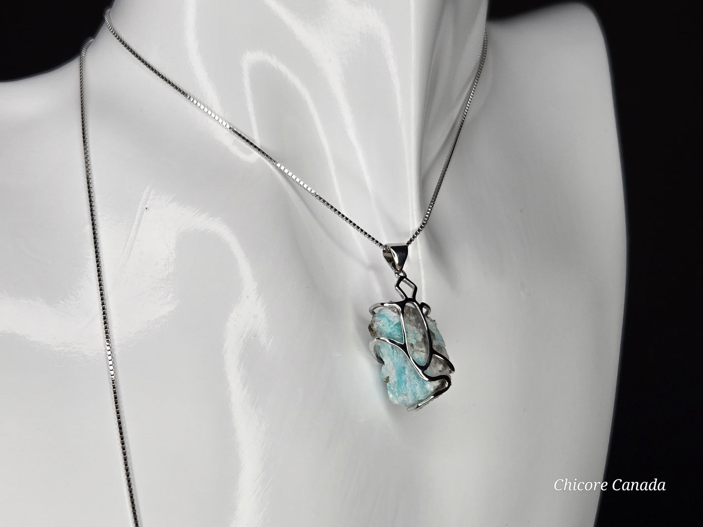Grace in Blue – Handmade Amazonite Pendant with Adjustable Sterling Silver Necklace