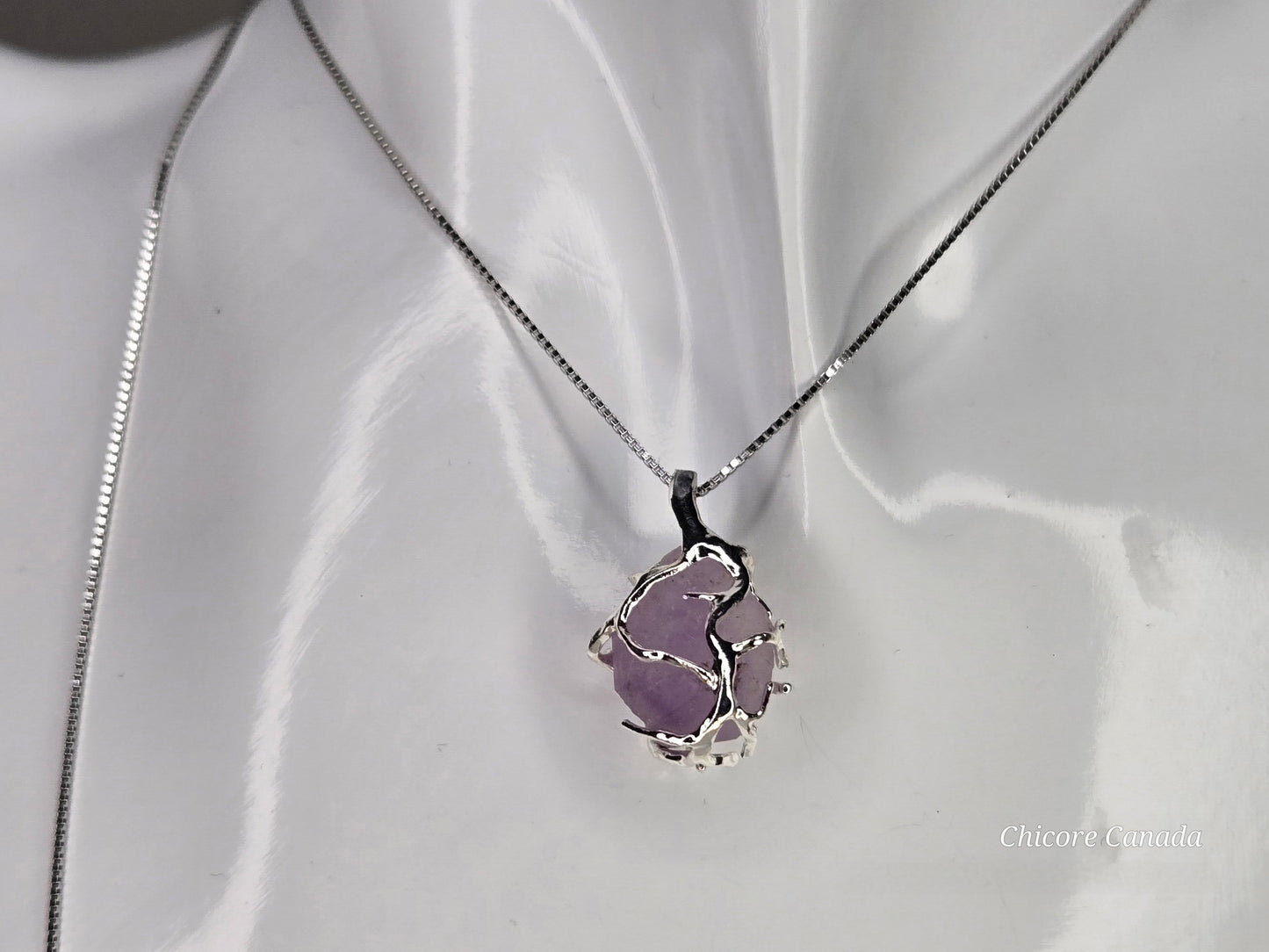 Artfully Crafted Raw Amethyst Pendant Necklace with Adjustable Grace