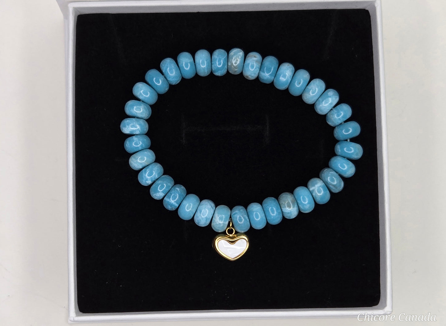 Serene Style –AAA Larimar Bracelet with Heart Charm