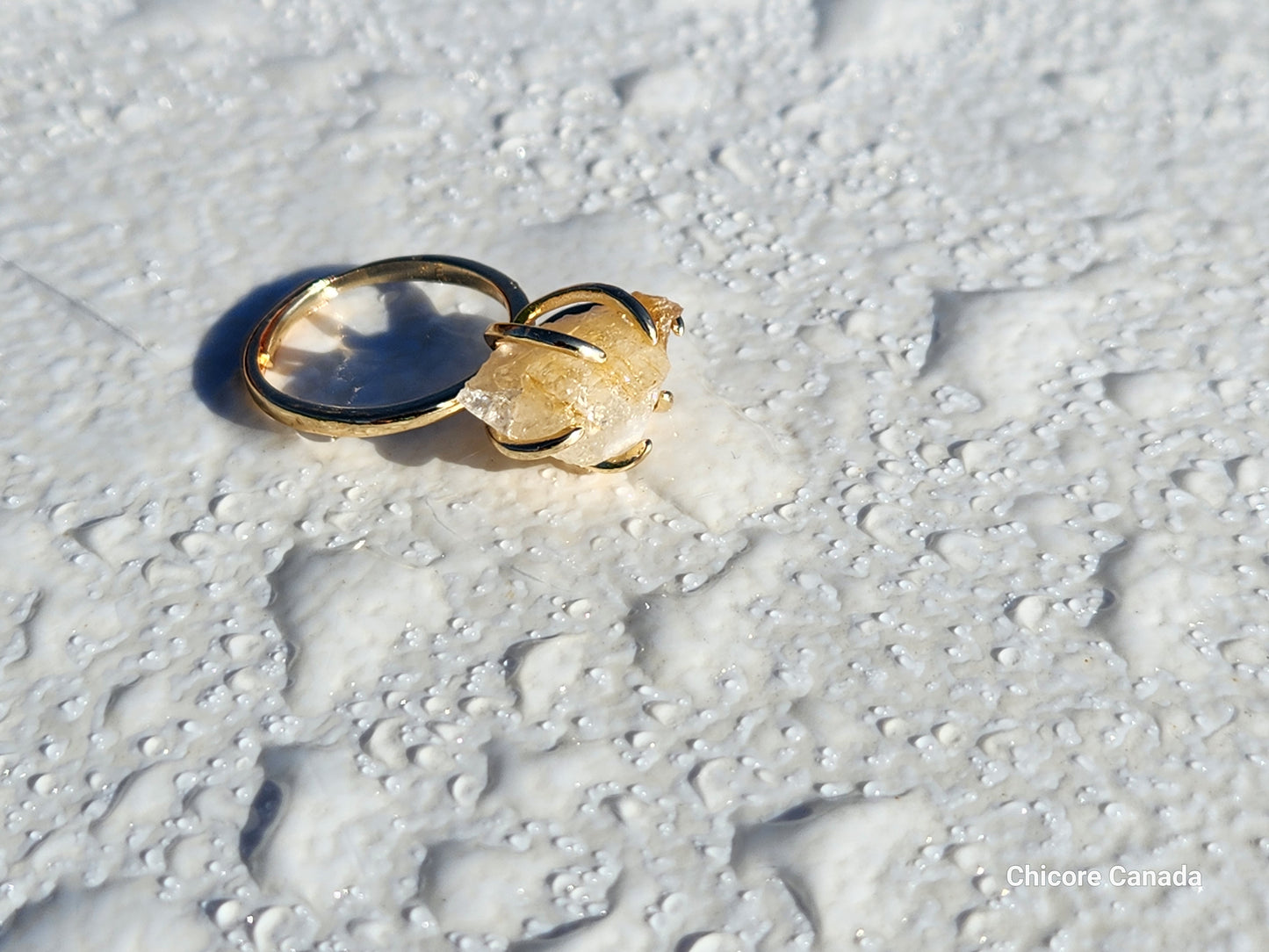 Elegant Handmade Adjustable Ring Featuring a Raw Citrine Stone