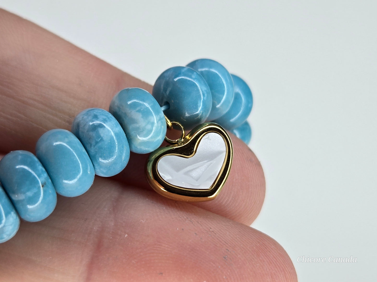 Serene Style –AAA Larimar Bracelet with Heart Charm