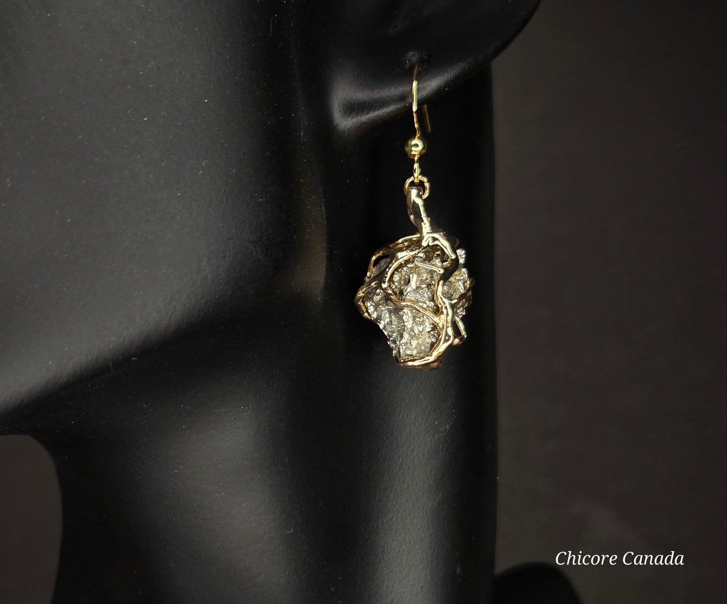 Handmade Raw Pyrite Earrings – Luxurious Natural Elegance