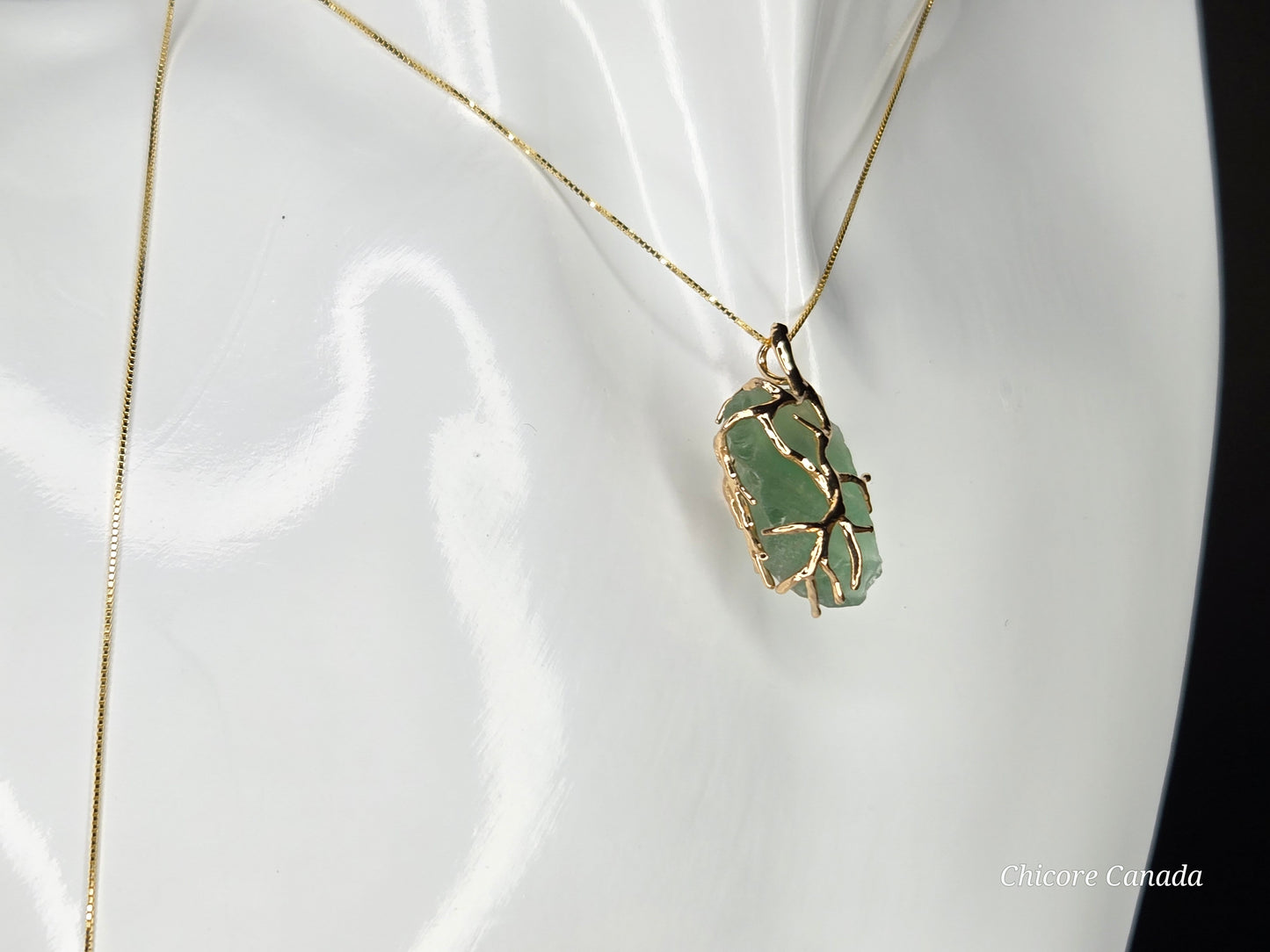 Exquisite Handmade Raw Fluorite Pendant on 925 Sterling Silver Adjustable Necklace