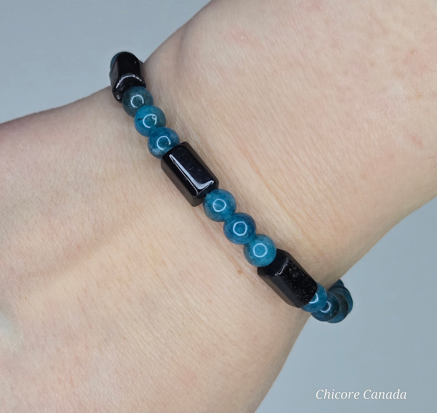 Awaken & Protect – Blue Apatite & Black Tourmaline Bracelet