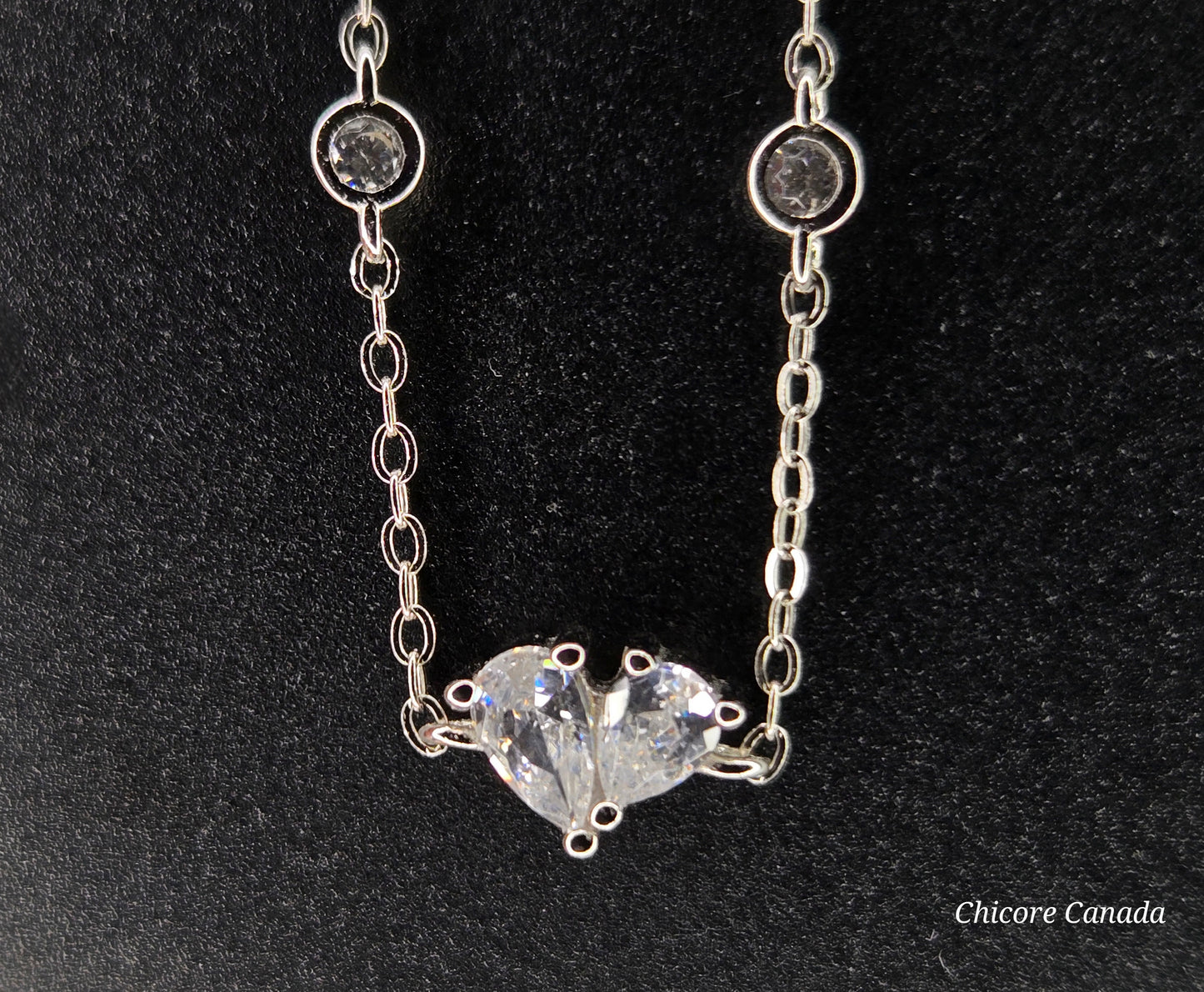 Sparkling Heart-Shaped Cubic Zirconia Adjustable Bracelet