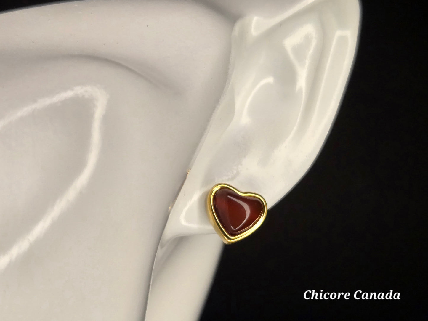Heart-Shaped Carnelian Stud Earrings – Energize & Inspire