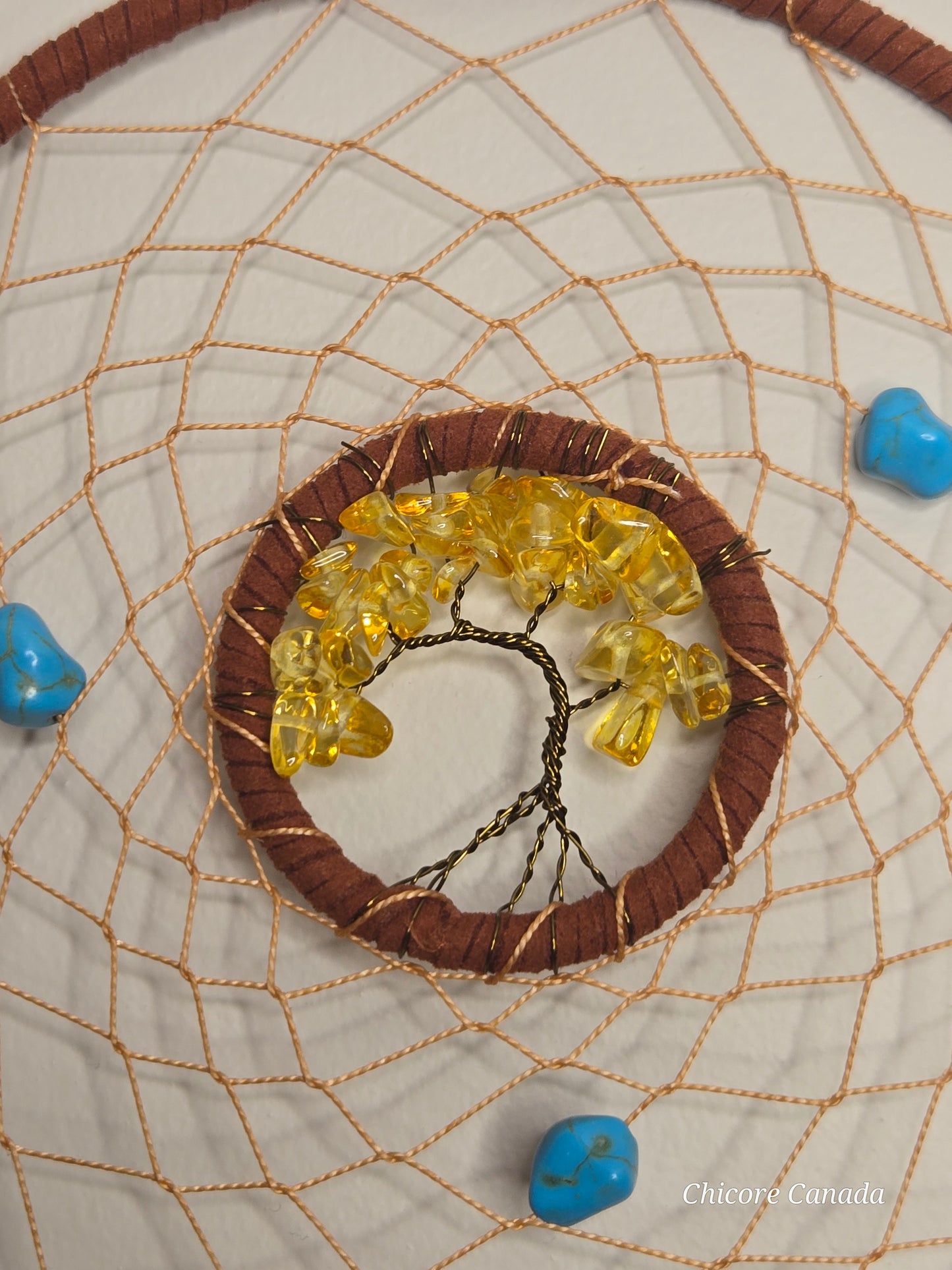 Boho Harmony - Handmade Dreamcatcher with Turquoise Accents & Citrine Tree of Life