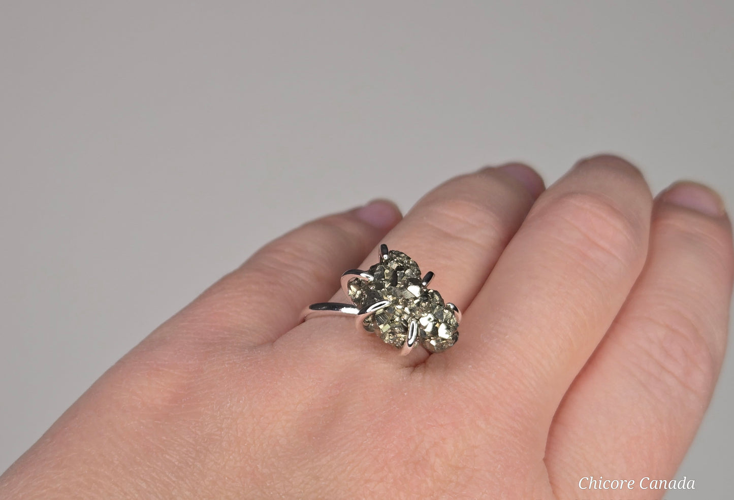Elegant Raw Pyrite Ring – Adjustable Design with Empowering Stone Energy