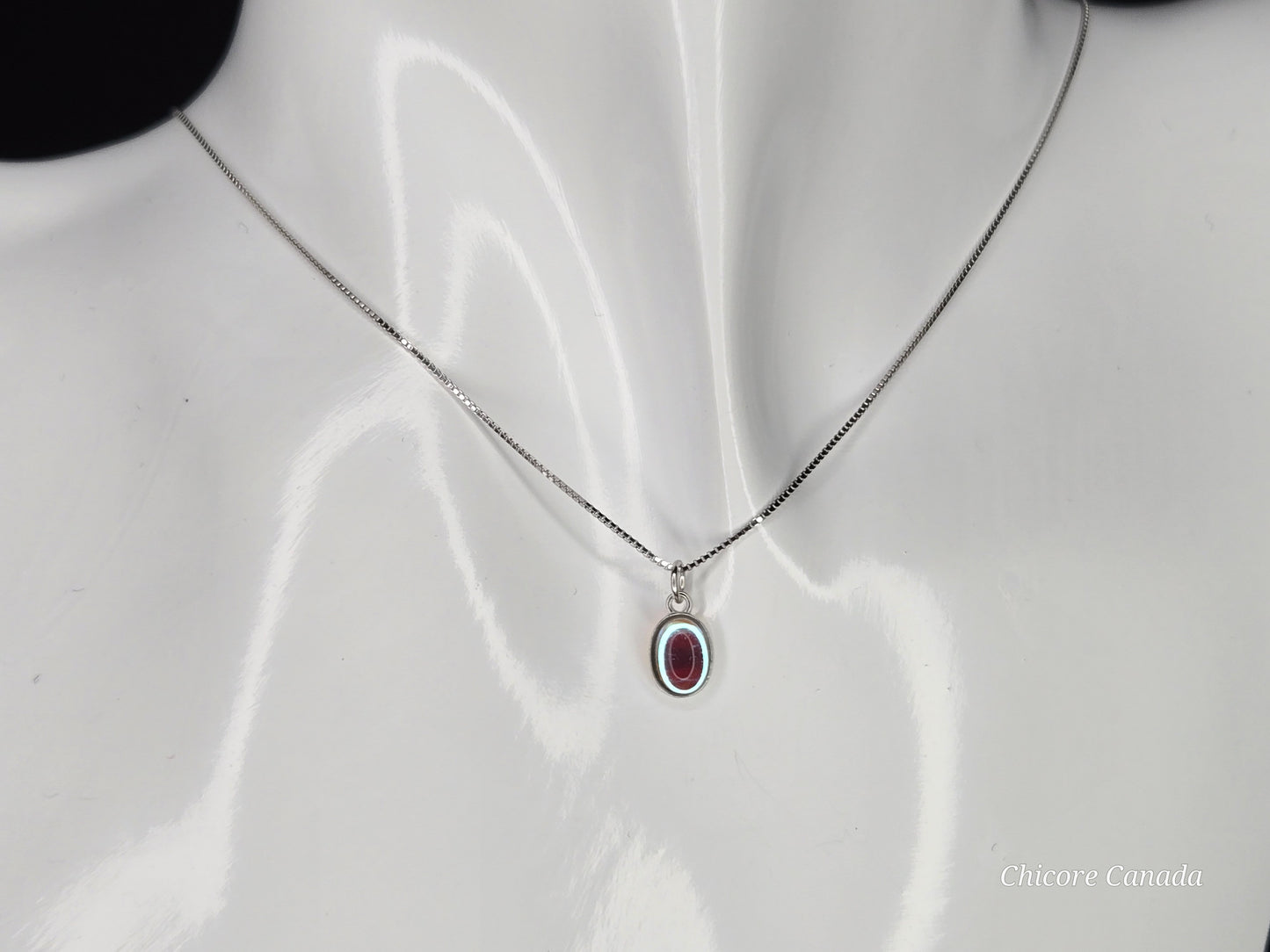 Delicate Handmade Oval Moonstone Pendant Necklace in Sterling Silver