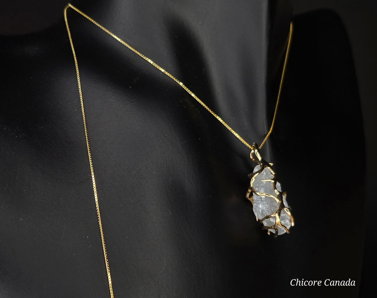 Ethereal Handmade Raw Celestite Pendant with 925 Sterling Silver Adjustable Necklace