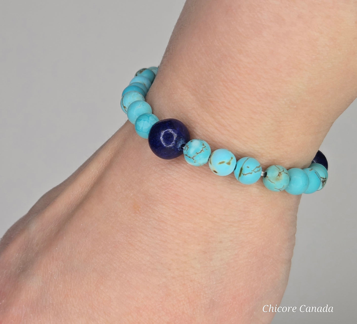 Handmade Natural Turquoise and Lapis Lazuli Healing Bracelet – Unisex Energy Balance