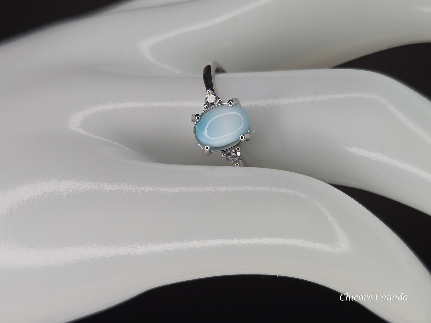 Caribbean Charm – Handmade Larimar Adjustable Silver Ring