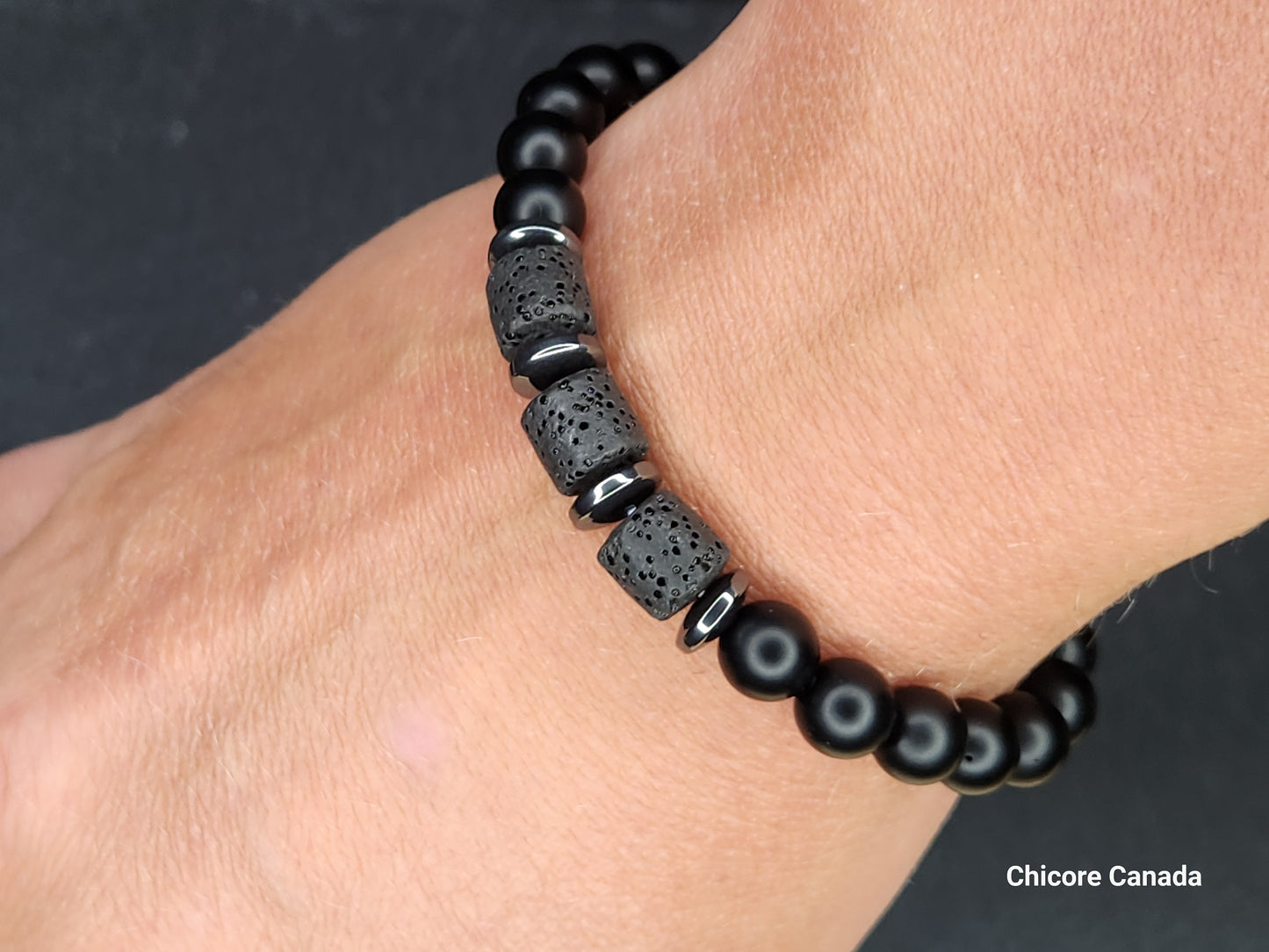 Bracelet Onyx Noir pour Lui | Accessoire Homme Raffiné et Intemporel