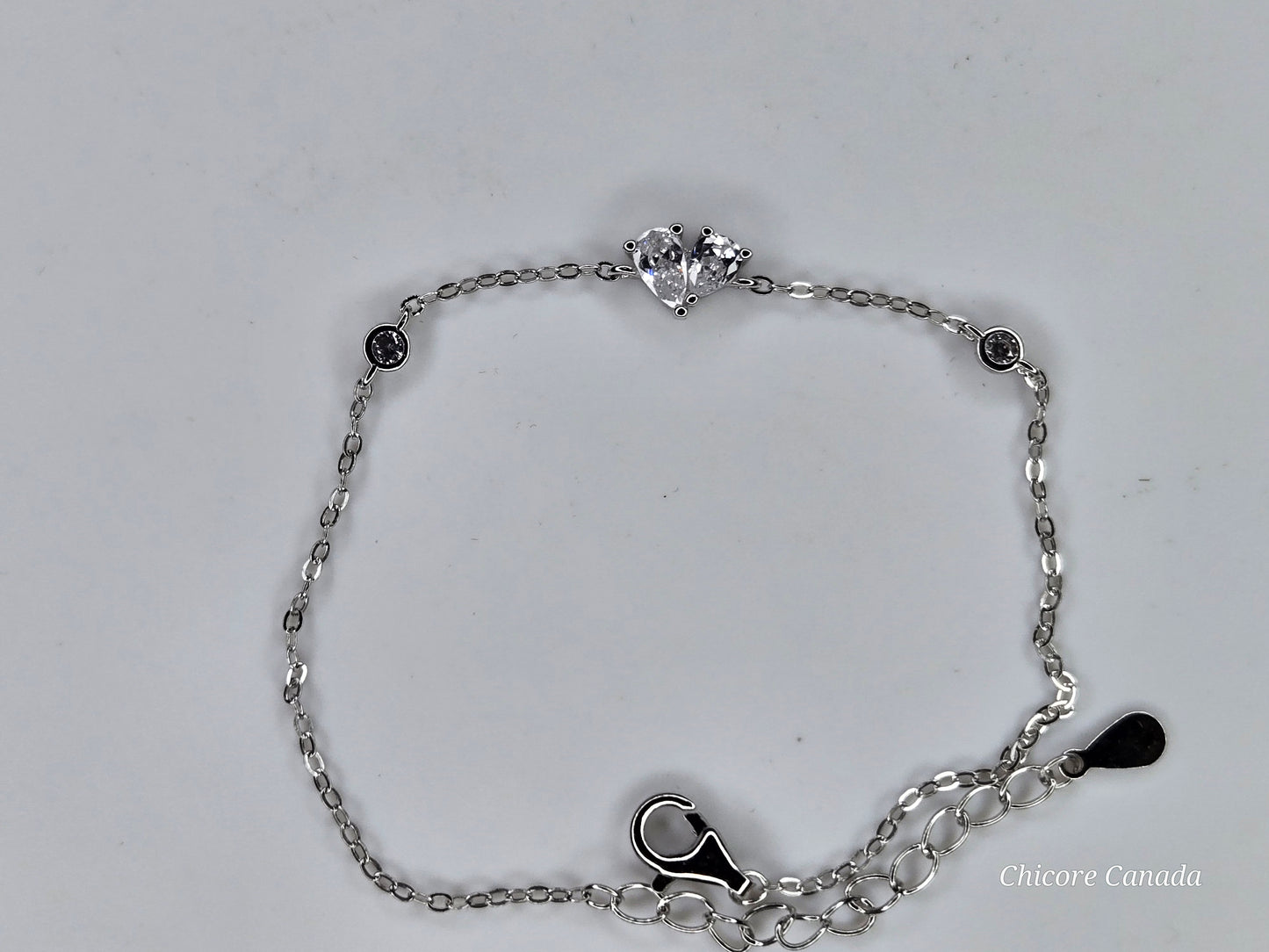 Sparkling Heart-Shaped Cubic Zirconia Adjustable Bracelet