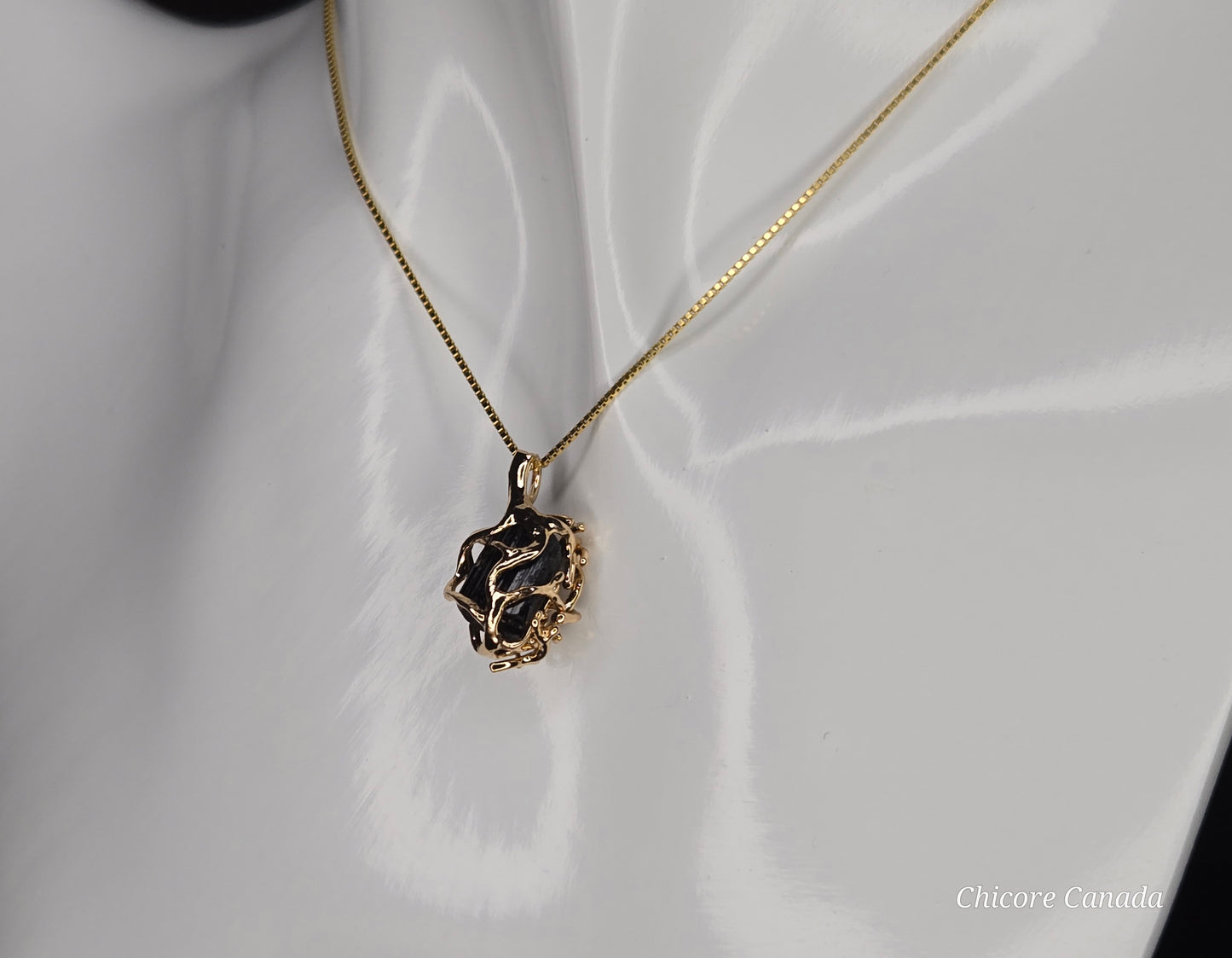 Handmade Black Tourmaline Pendant with 925 Sterling Silver Adjustable Chain – Elegant and Grounding