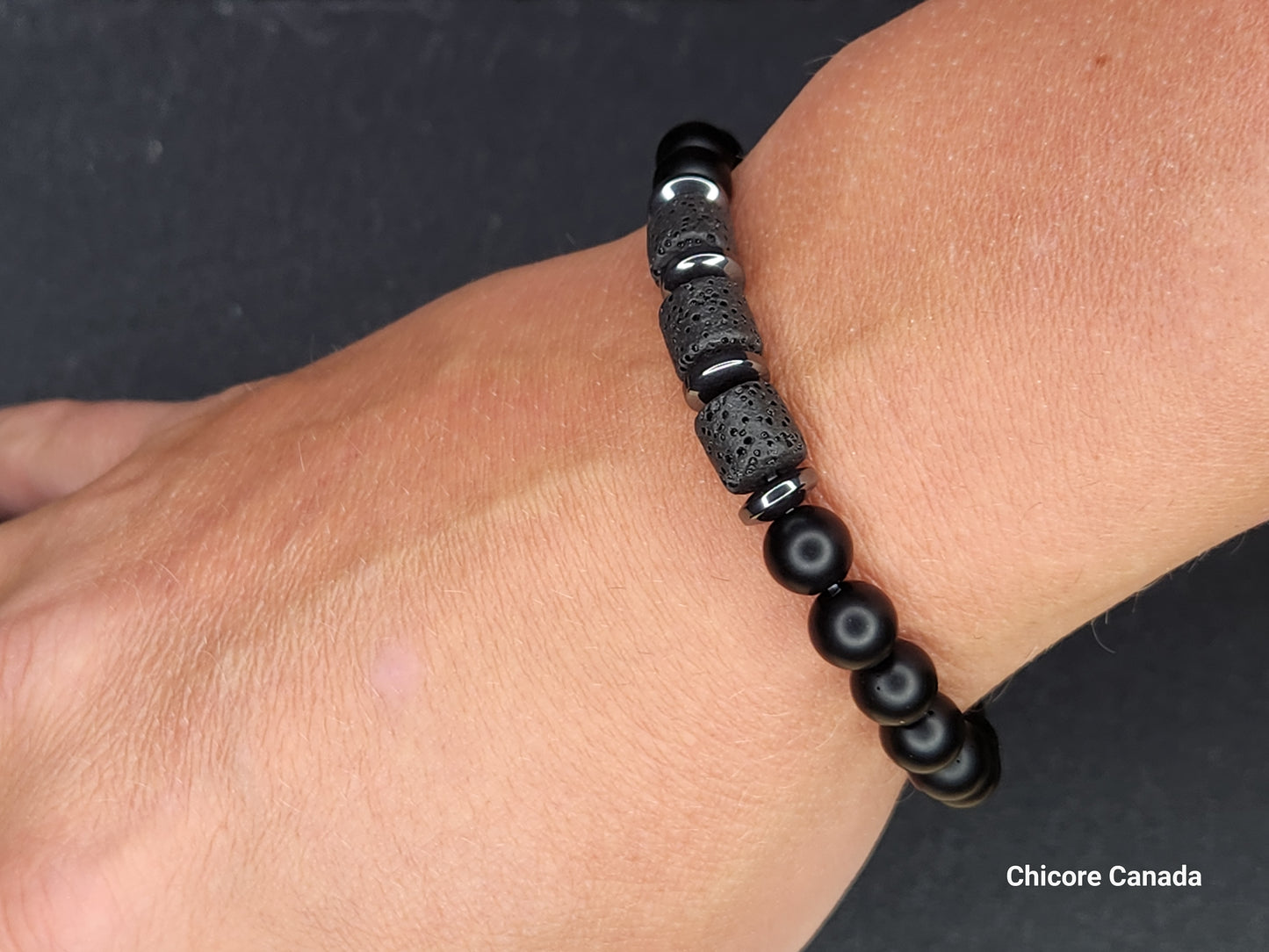 Bracelet Onyx Noir pour Lui | Accessoire Homme Raffiné et Intemporel