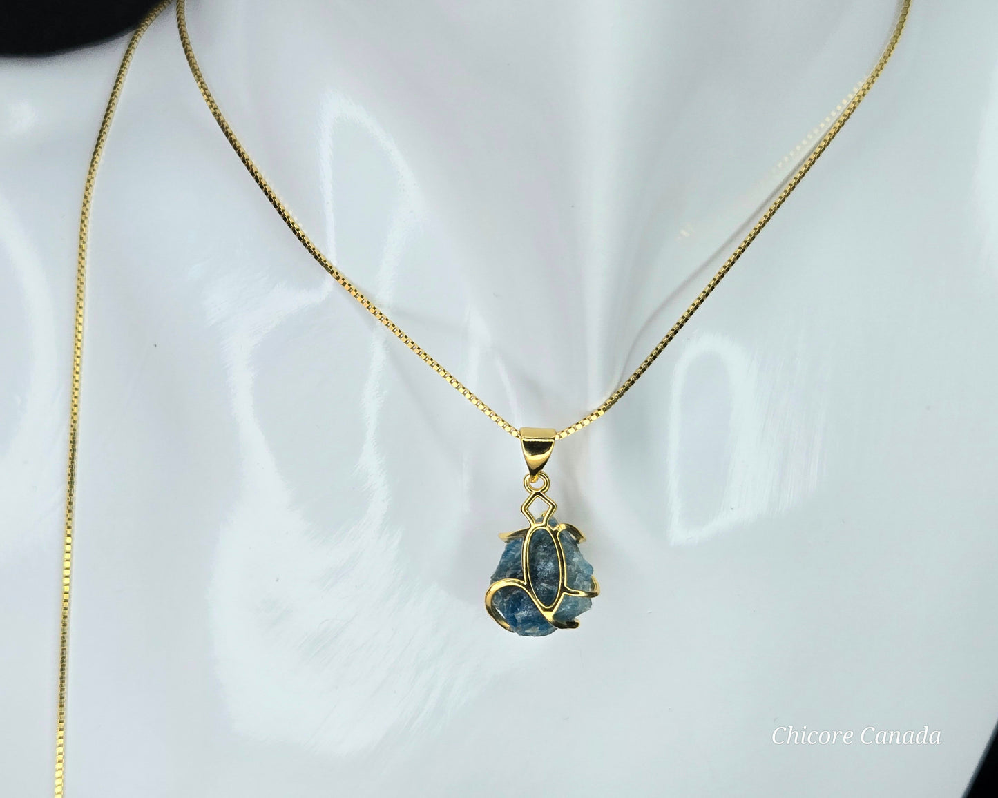 Chic Blue Apatite Pendant on an Adjustable Sterling Silver Chain Necklace
