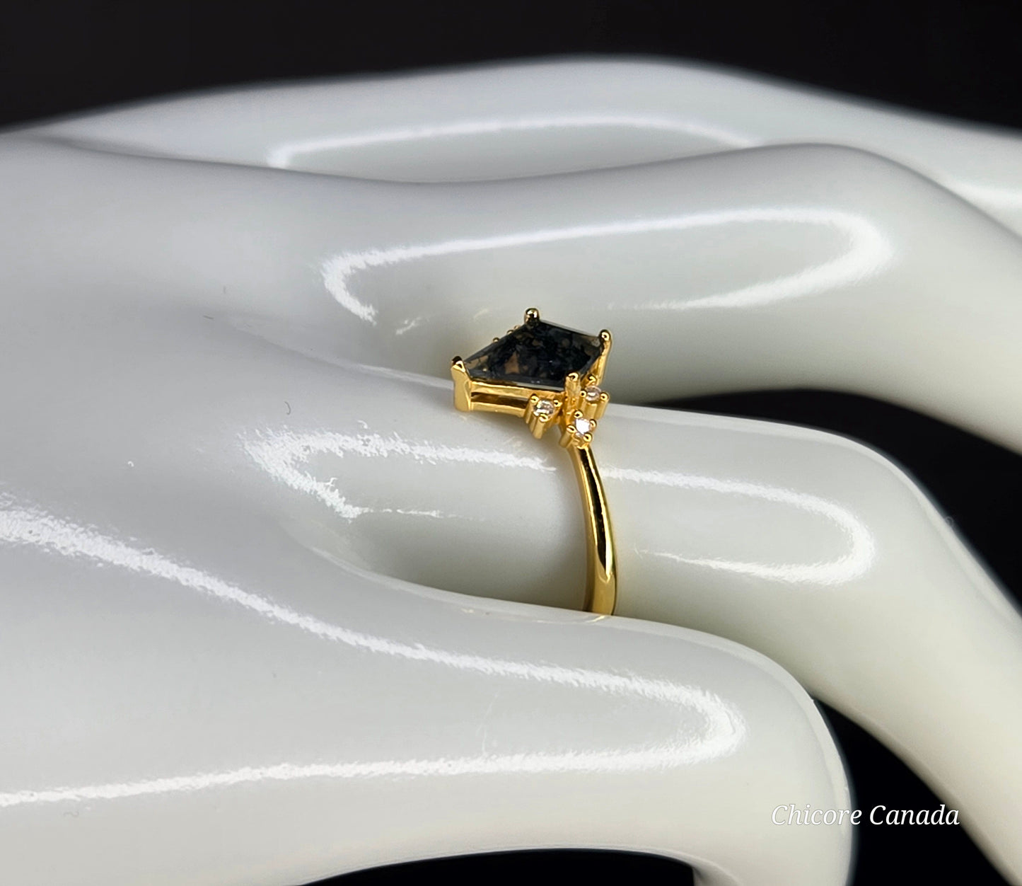 Luxury 925 Sterling Silver Adjustable Moss Agate Ring – Timeless Elegance in Two Finishes