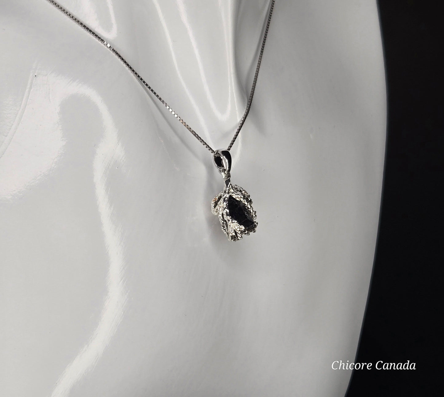 Elegant Handmade Black Tourmaline Pendant with Adjustable 925 Sterling Silver Chain