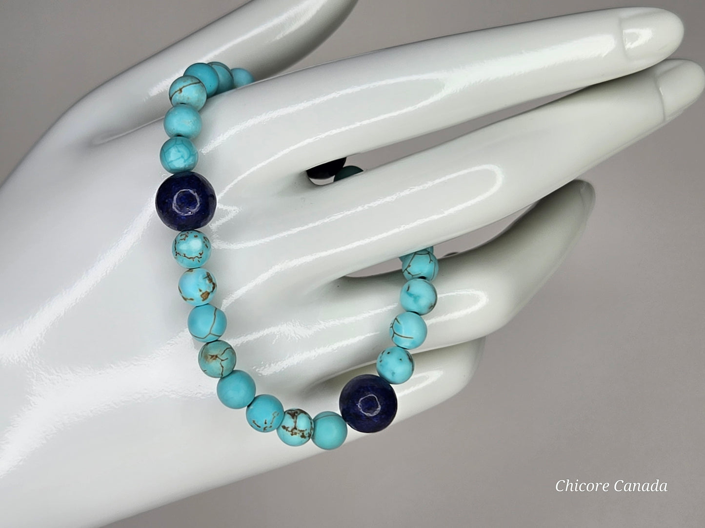 Handmade Natural Turquoise and Lapis Lazuli Healing Bracelet – Unisex Energy Balance