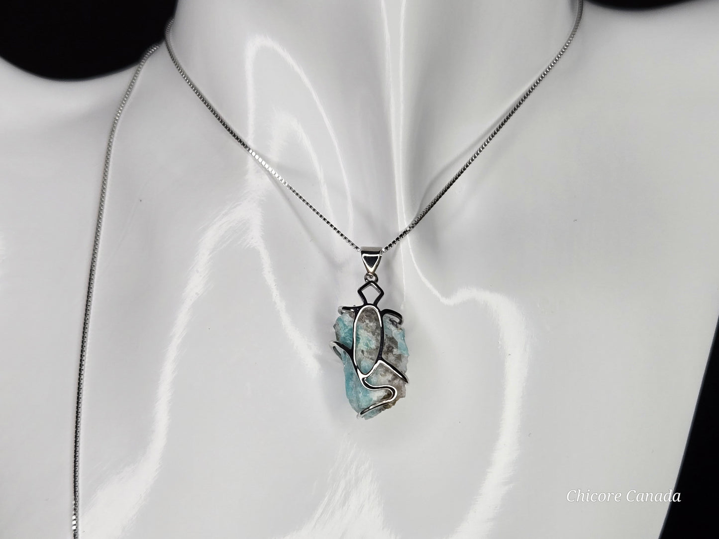 Grace in Blue – Handmade Amazonite Pendant with Adjustable Sterling Silver Necklace