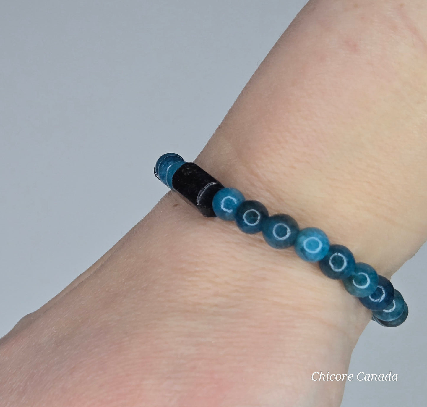 Awaken & Protect – Blue Apatite & Black Tourmaline Bracelet