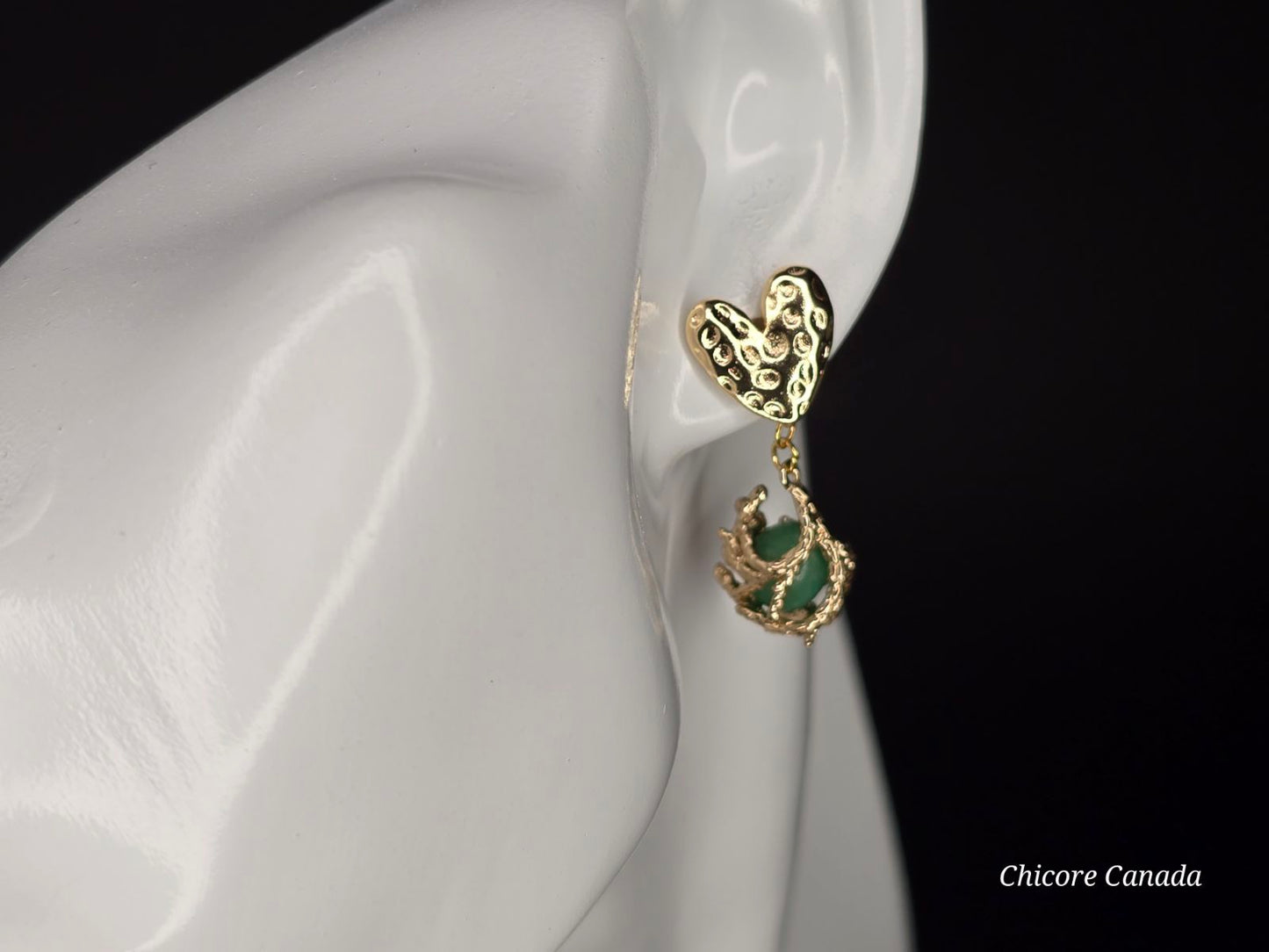 Boucles d'oreilles en jade vert faites à la main : Sérénité élégante