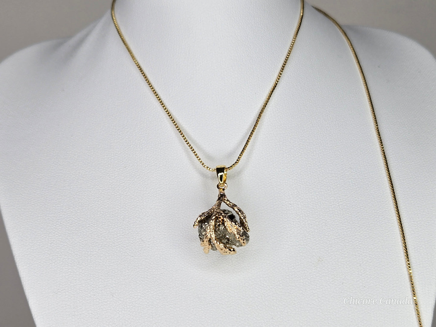 Pendentif luxueux en pyrite brute fait à la main avec collier réglable en argent sterling 925