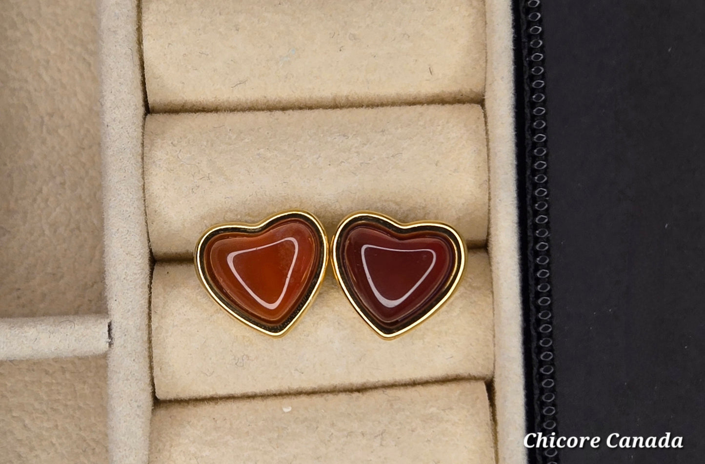Heart-Shaped Carnelian Stud Earrings – Energize & Inspire