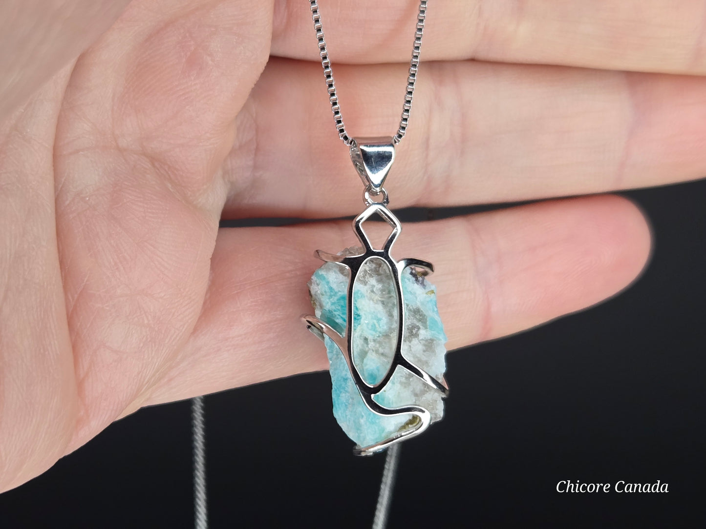 Grace in Blue – Handmade Amazonite Pendant with Adjustable Sterling Silver Necklace