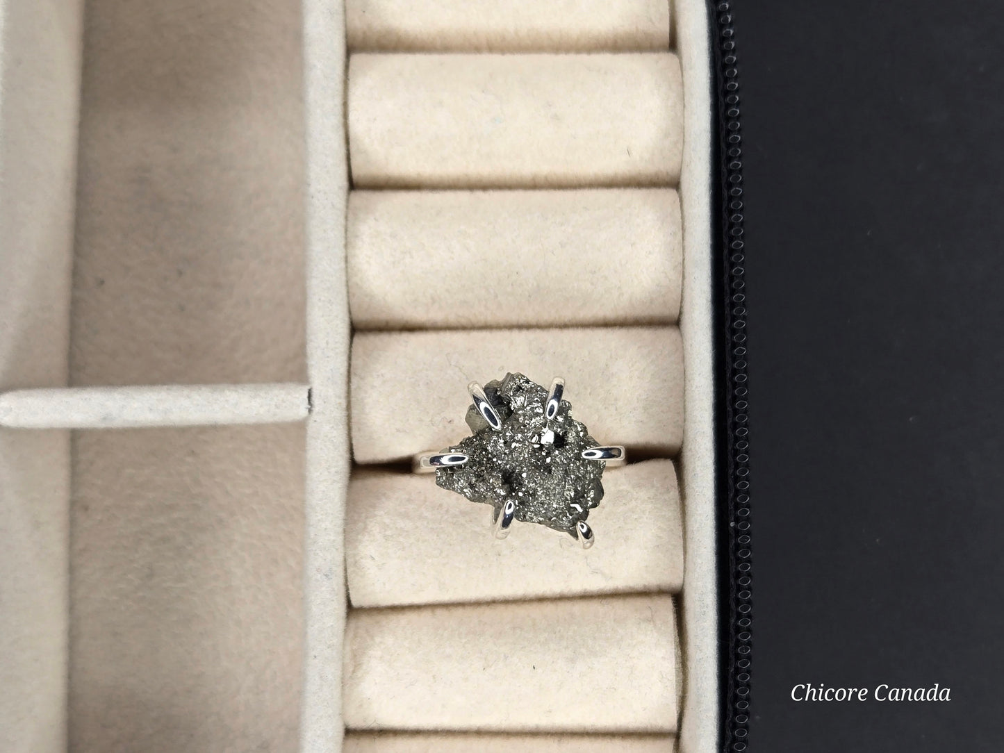 Adjustable Raw Pyrite Statement Ring – Bold Sophistication & Strength