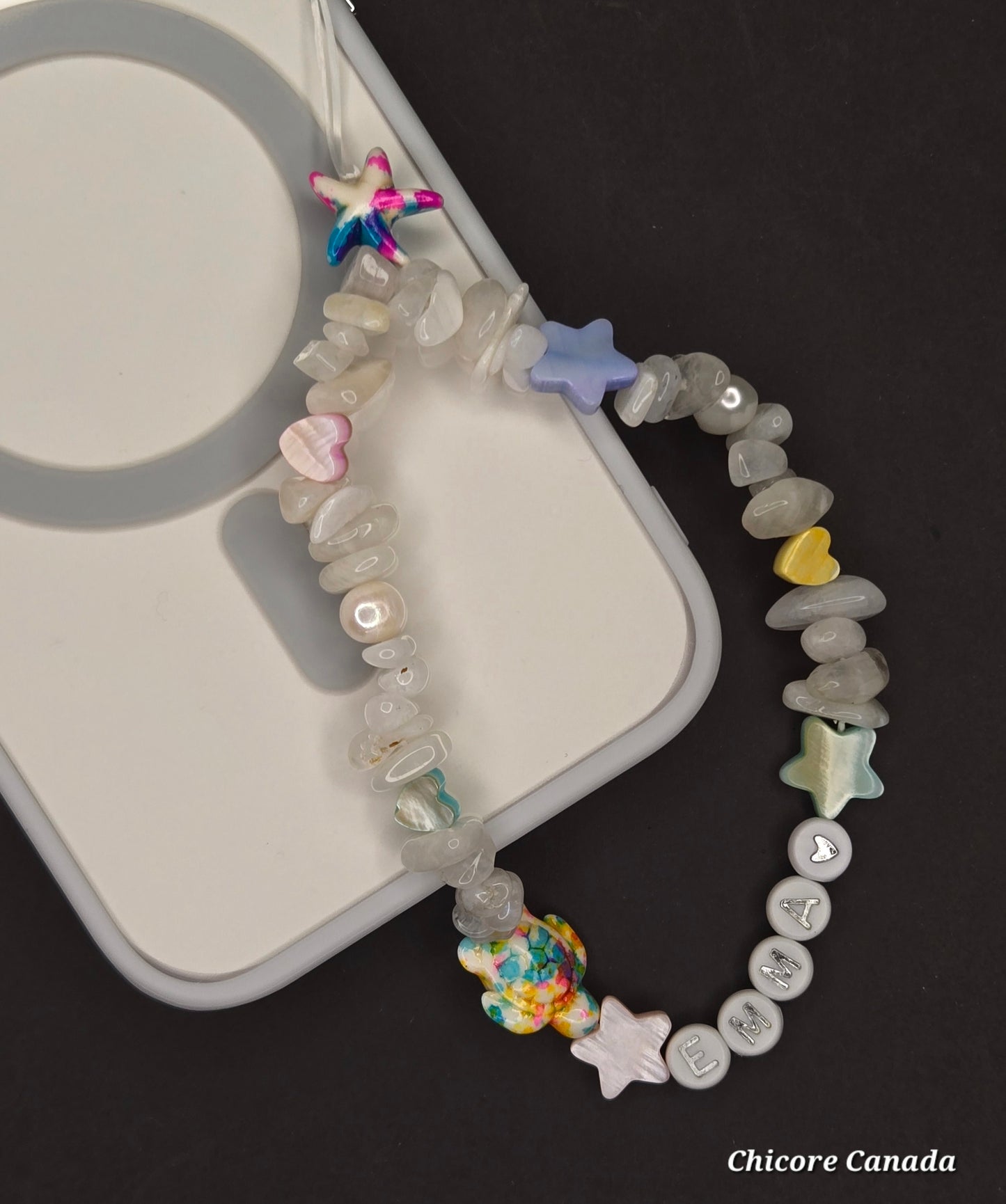 Elegant Glow: Handmade Natural Moonstone Elastic Phone Strap