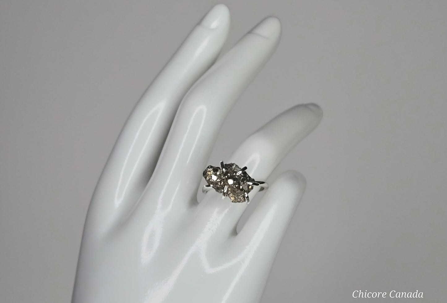 Elegant Raw Pyrite Ring – Adjustable Design with Empowering Stone Energy