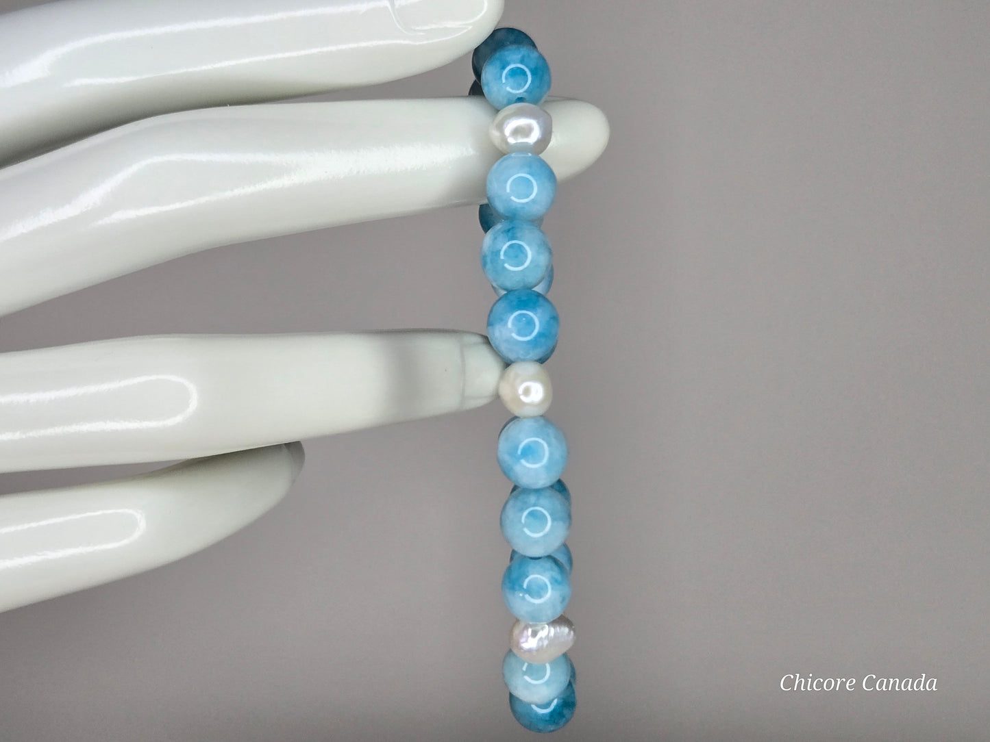 Exquisite Handmade Larimar & Freshwater Pearl Bracelet – Ocean-Inspired Elegance