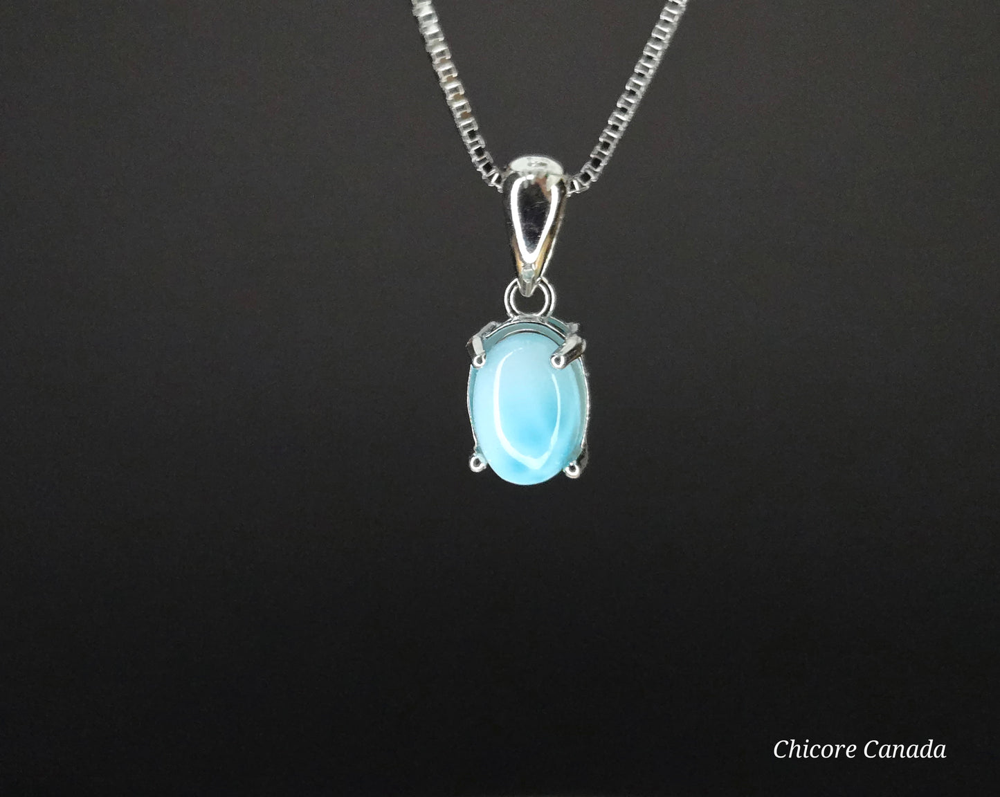 Ocean’s Whisper – Dainty Handmade Larimar Pendant on 925 Sterling Silver Adjustable Necklace