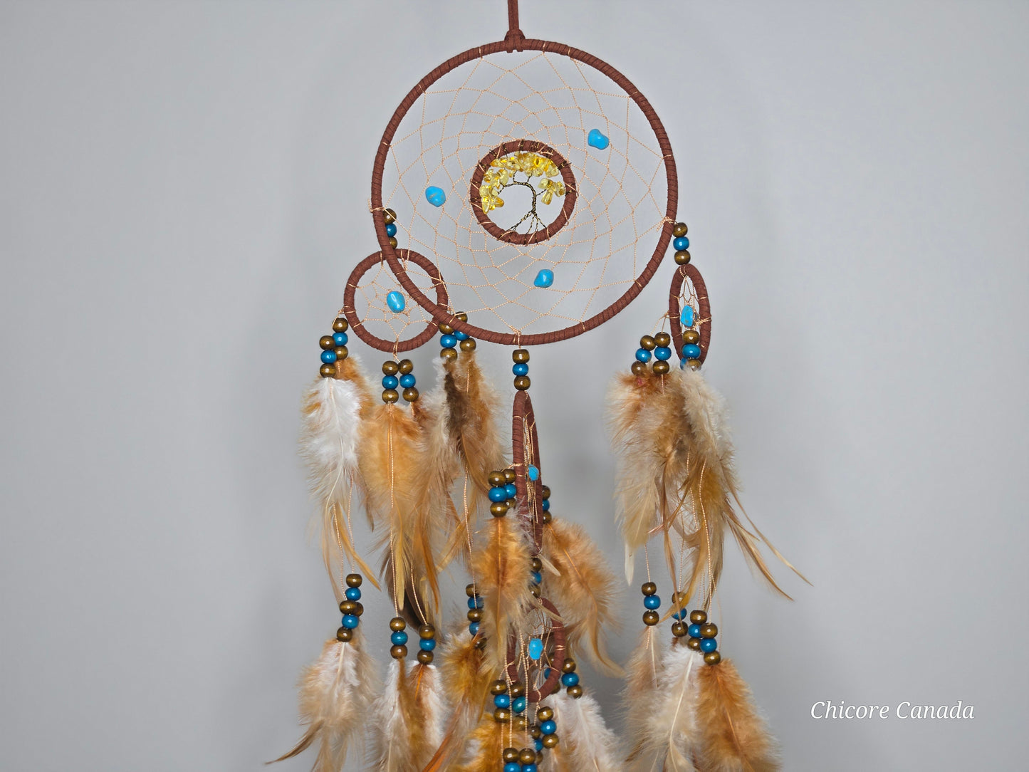 Boho Harmony - Handmade Dreamcatcher with Turquoise Accents & Citrine Tree of Life