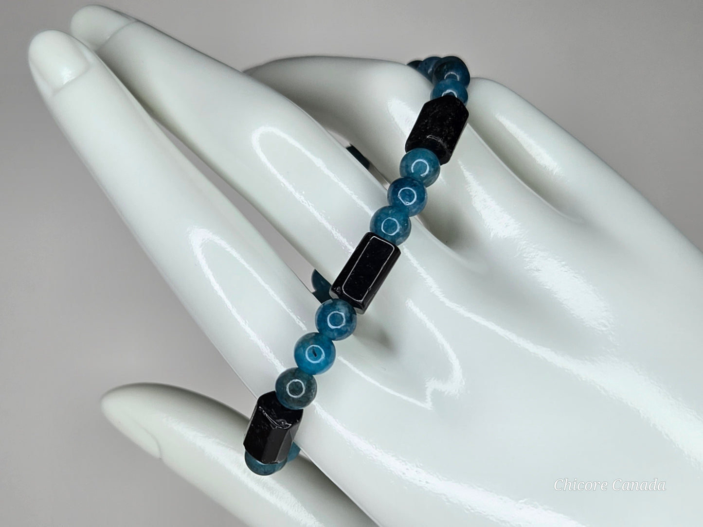 Awaken & Protect – Blue Apatite & Black Tourmaline Bracelet