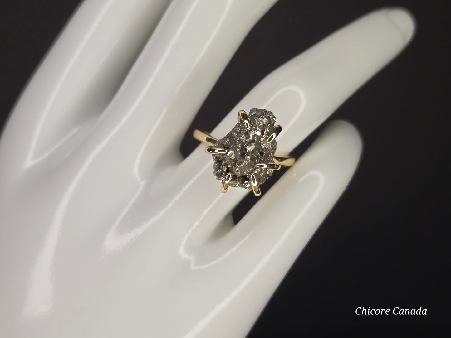 Handmade Raw Pyrite Ring – Bold, Elegant, and Naturally Radiant Statement Jewelry