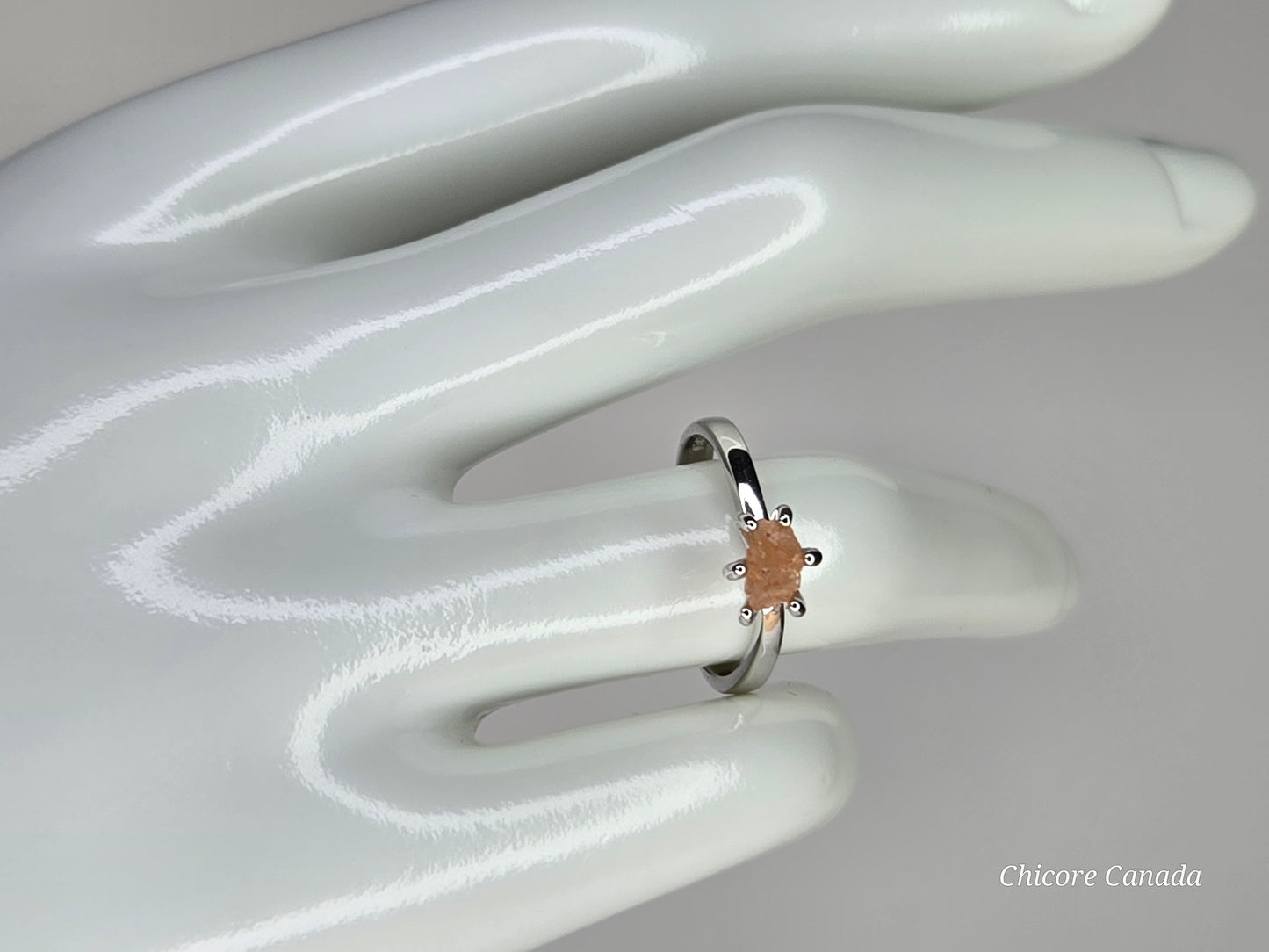 Dainty Sunstone Adjustable Ring