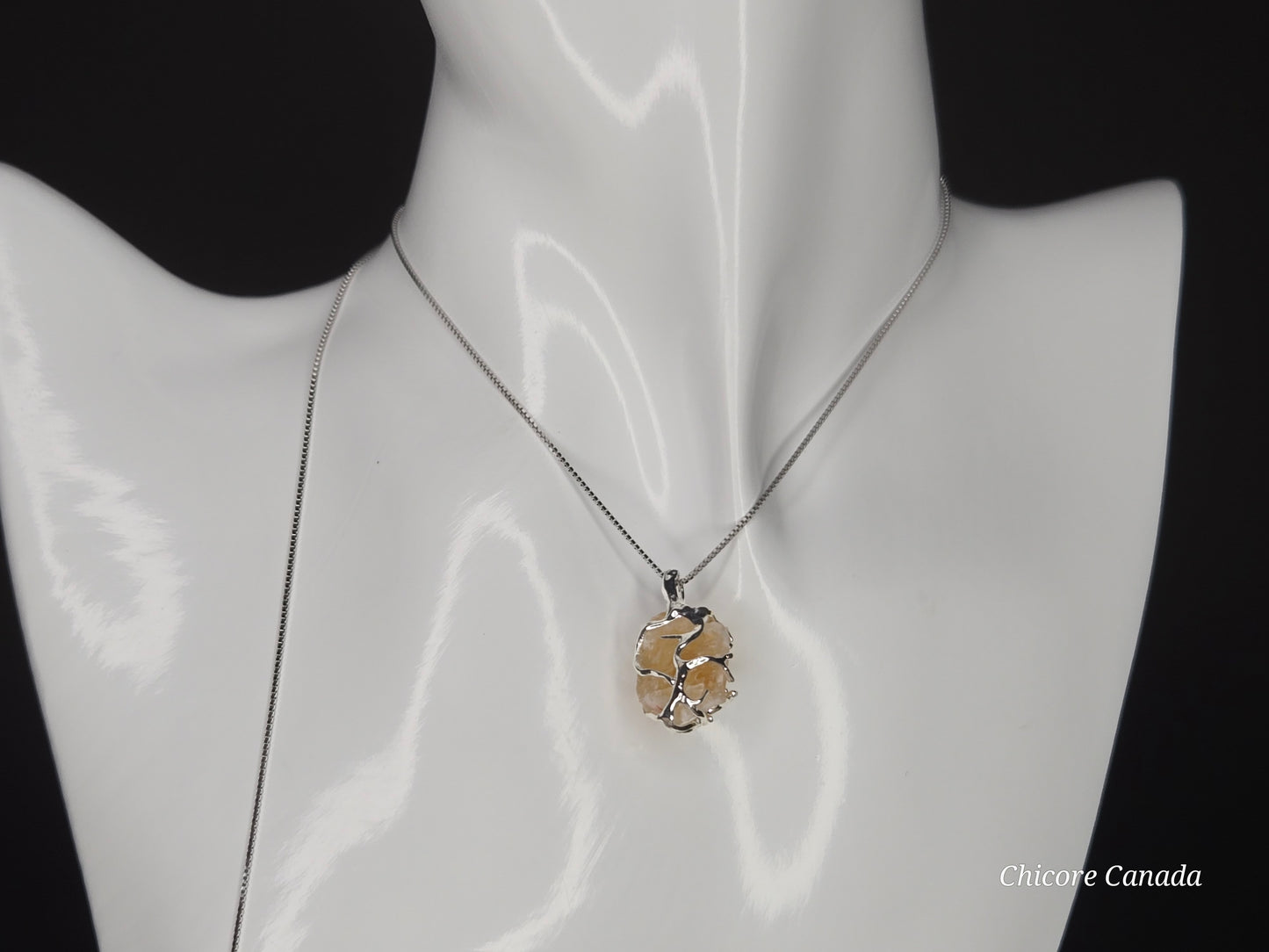 Golden Light – Raw Brazilian Citrine with 925 Sterling Silver Adjustable Necklace