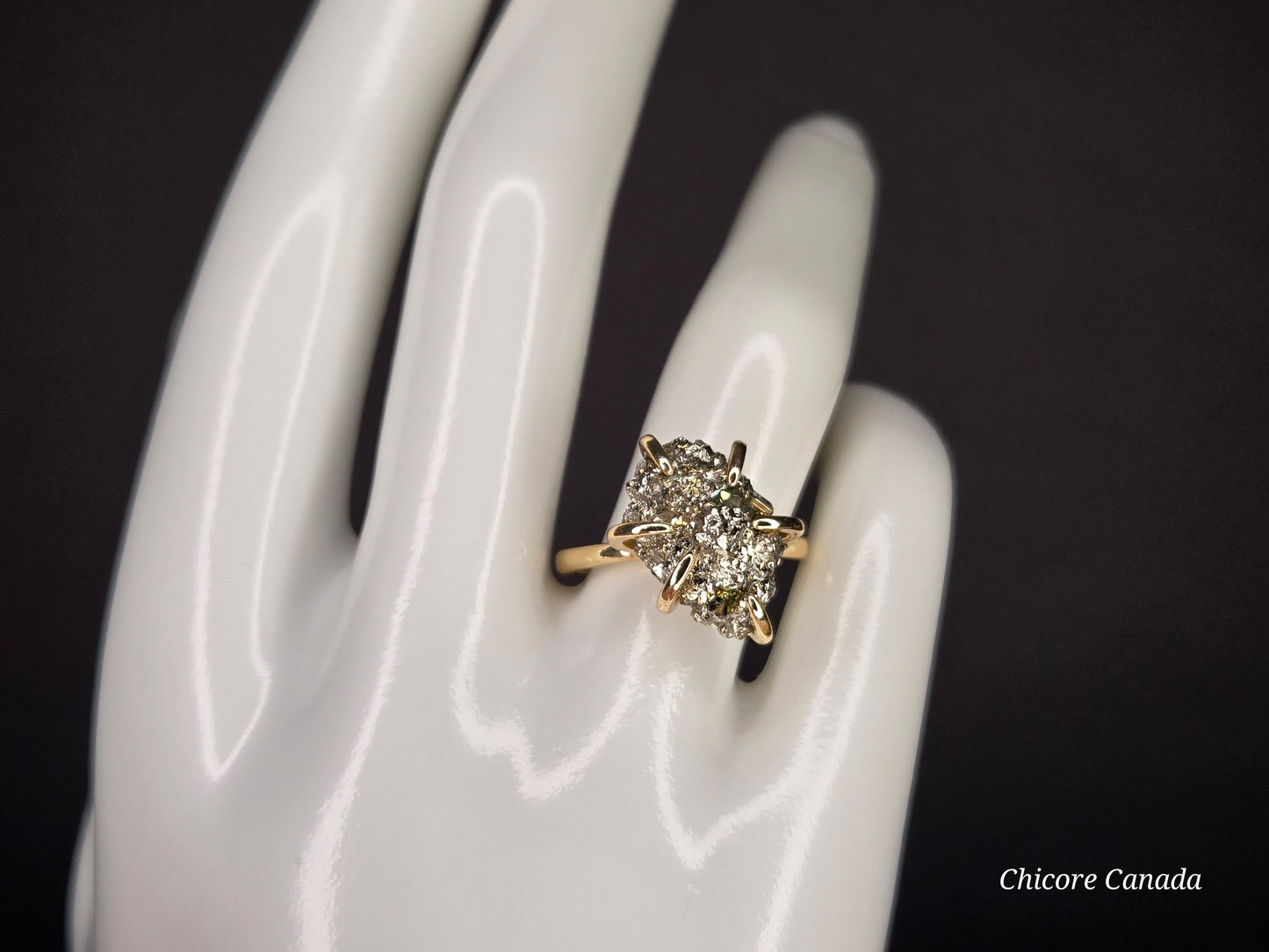 Adjustable Raw Pyrite Ring