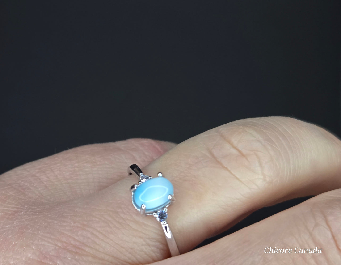 Caribbean Charm – Handmade Larimar Adjustable Silver Ring