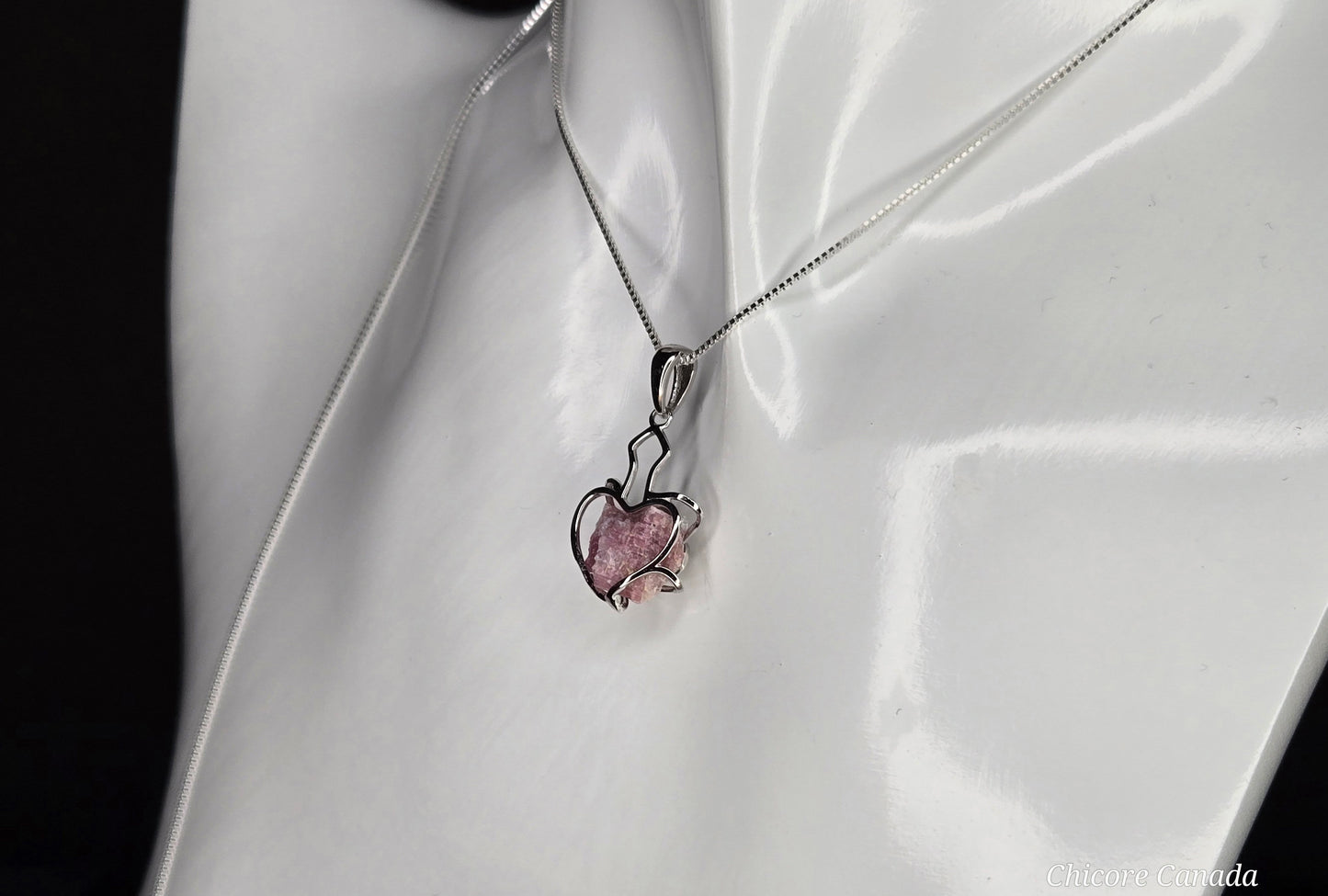 Eternal Love: Handmade 925 Sterling Silver Pink Tourmaline Heart Pendant with Adjustable Necklace