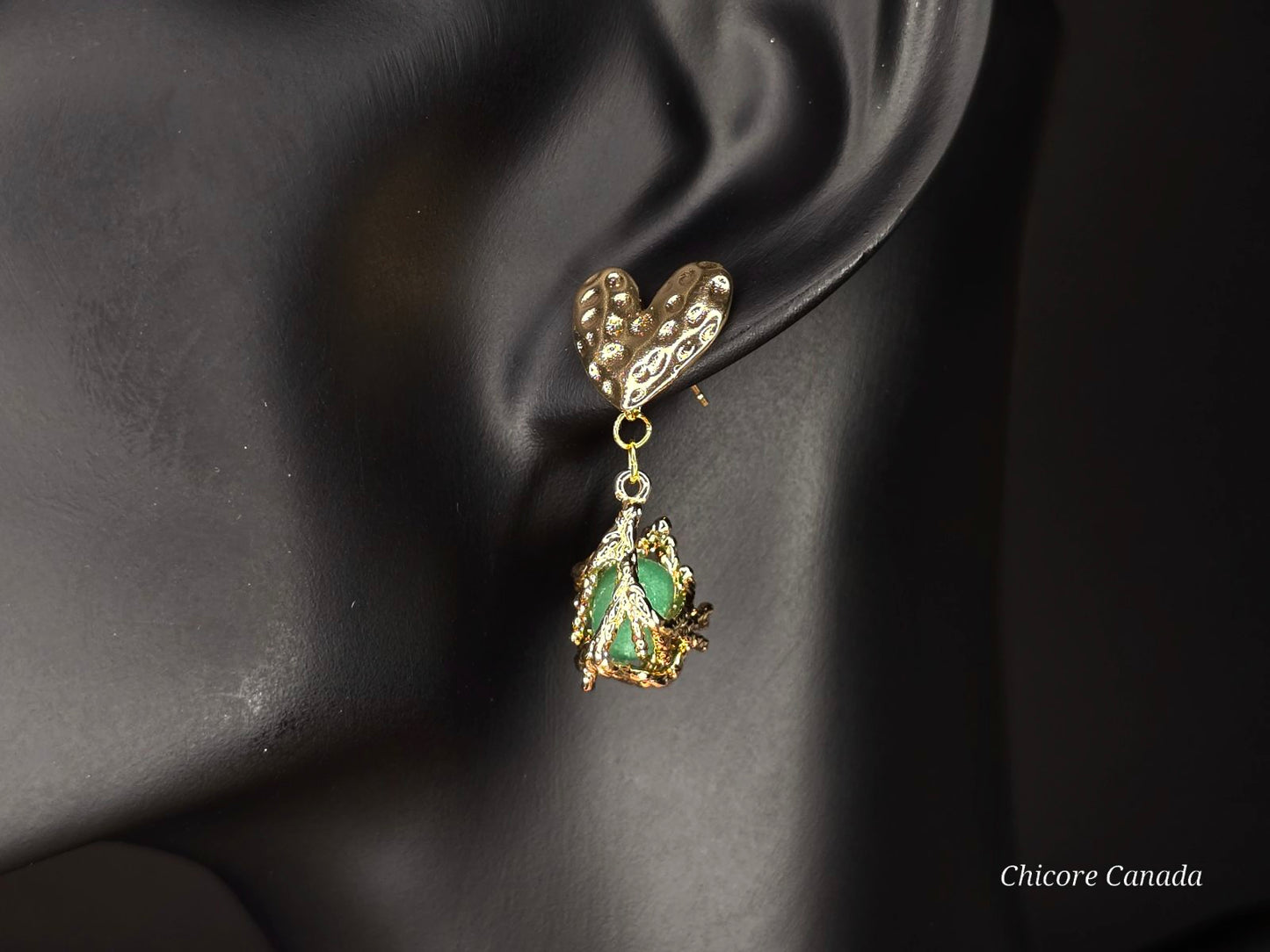 Boucles d'oreilles en jade vert faites à la main : Sérénité élégante