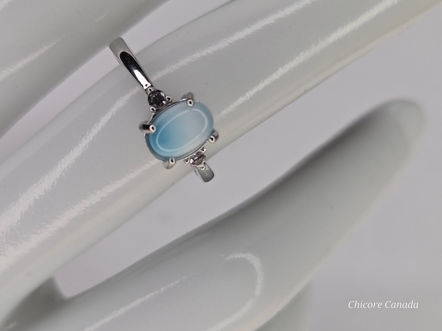 Caribbean Charm – Handmade Larimar Adjustable Silver Ring
