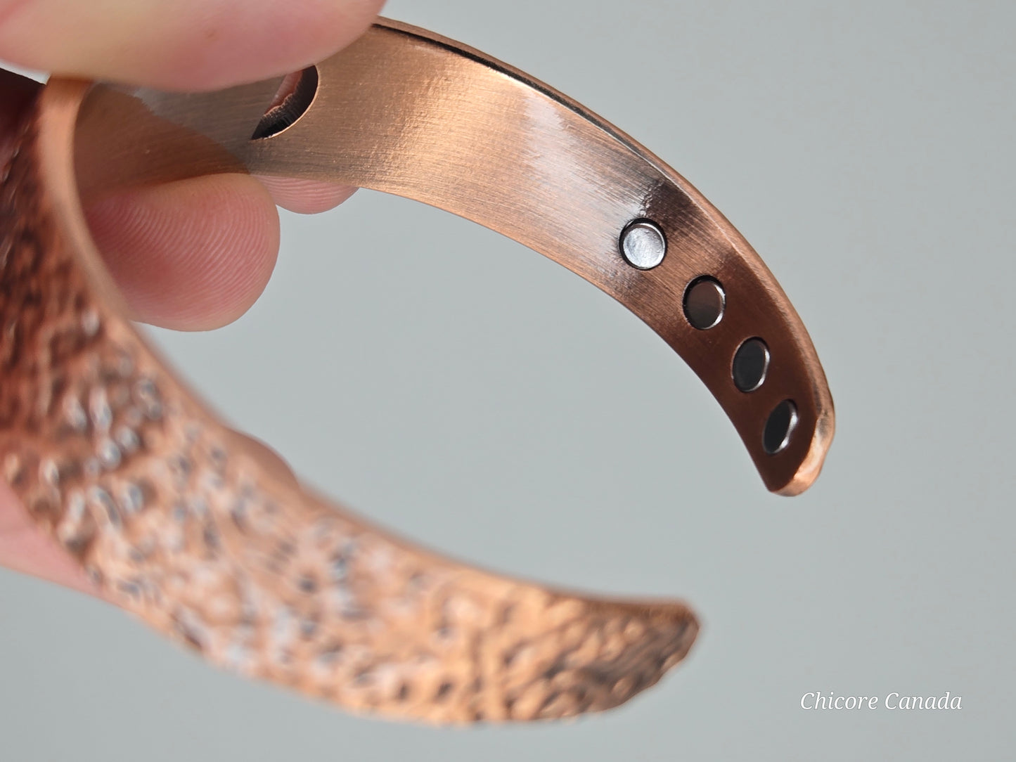 Elegant Hammered Adjustable Copper Cuff with Black Onyx & Magnetic Healing Accents