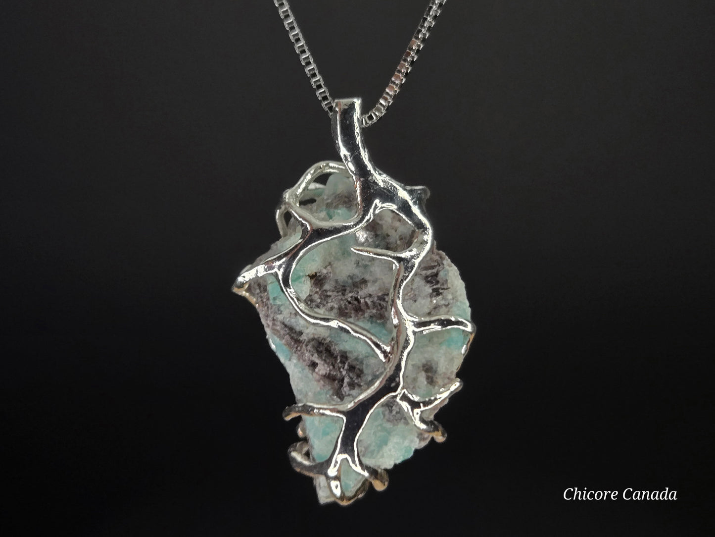 The Amazonite Talisman Necklace with 925 Sterling Silver Adjustable Necklace